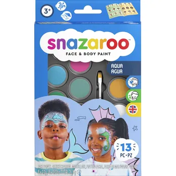 Speciální výtvarná barva Barvy na obličej Snazoroo, 8x2 ml - Vodní svět