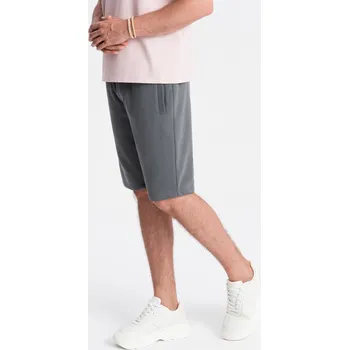 Pánské kraťasy Pánské bavlněné teplákové šortky BASIC - grafitové V11 OM-SRBS-0149 - S