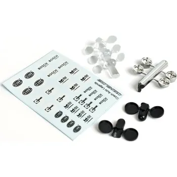 autíčko sada: 4 ks velké přídavné světlo − chromované, černé kryty, obtisky − CAL 1:43