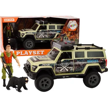 autíčko Mamido Terénní lovecké auto s medvědem se světly a zvuky béžové