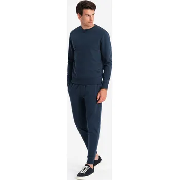 Pánská mikina BASIC pánská bavlněná mikina BASIC mikina + tepláky - tmavě modrá V1 Z84 - XXL