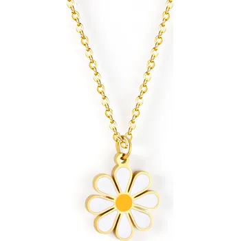 Náhrdelník B-TOP Náhrdelník z pozlacené nerezové oceli s přívěskem Květ Sedmikrásky