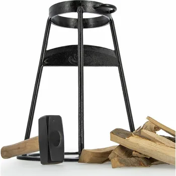 Štípačka na dřevo Stojan na štípání dřeva s palicí, karbonová ocel, výška 46cm, včetně gumové paličky!|Esschert Design