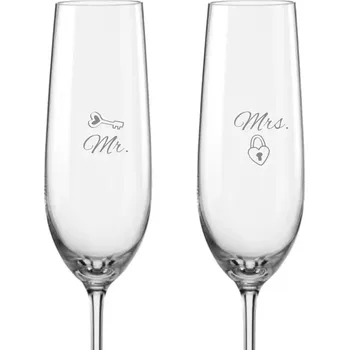 Sklenice Svatební skleničky na sekt Mr. & Mrs., 2 ks