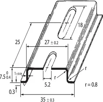 Rozvaděč DIN-lista 35x7,5 - perforovaná, šířka 5,2mm 2m SCHMACHTL TS 35/F5A