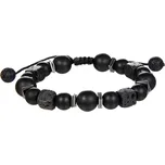 B-TOP Unisex nastavitelný náramek z černých kamenných korálků