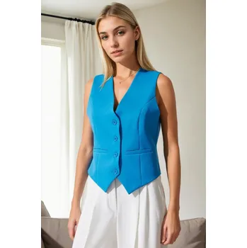 Dámská casual bunda 10202 Dewberry Crop Woven Women Vest-BLUE dewberry světle modrá 2994685