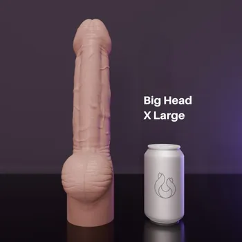 Dildo Erotixxx Toys Big Head Warm Flesh 40% XL, prémiové silikonové dildo s Vac-U-Lock 35,5 x 7,5–8,3 cm