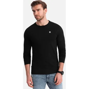 Pánské tričko Pánský dlouhý rukáv s kulatým výstřihem - černý V3 OM-LSCL-0102 - L