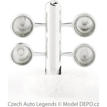 autíčko 2 a 2 Velká přídavná světla o průměru 4,5 mm − pochromovaná / "bílá" (čirá) skla − SESTAVENÁ − CAL 1:43
