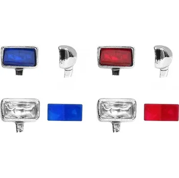 autíčko 4 ks Obdélníková světla PAL, pochromovaný zaoblený "hrnec" − červená a modrá − stavebnice − CAL 1:43