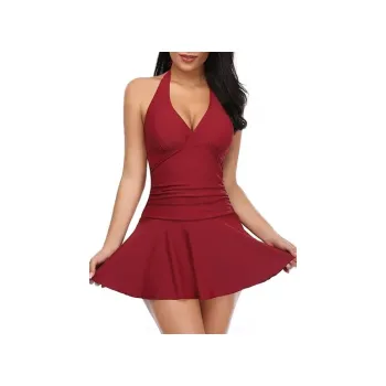 Dámské plavky SHEKINI dámské jednodílné plavky tankiny S vínově červené