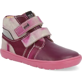 Dívčí obuv Barefoot dětské kotníkové boty KTR - vínové Velikost: 27