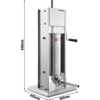 G.Gastro Ruční stroj na plnění klobás a churros - 5L - nerezová ocel - vč. 4 nástavců na plnění klobás a 3 nástavců na churros