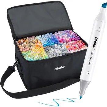 Ohuhu Fine & Chisel oboustranné fixy + Blender 320 ks