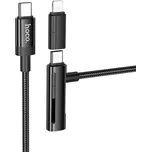 Kabel HOCO USB-C na USB-C / Lightning - prostor pro přepojku - tkanička - 1m - černý