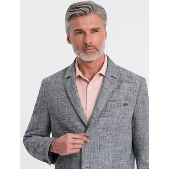 Pánské sako REGULAR střihu s plátnem - grafitová V5 OM-BLZB-0128 - M