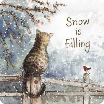 Podložka pod misku Podložka vánoční Snow is Falling, Alex Clark (Podložka kočka, s kočkou)