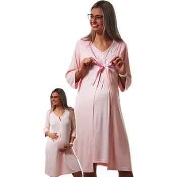Dámská noční košile Mateřský komplet na kojení 1G0391 růžová s