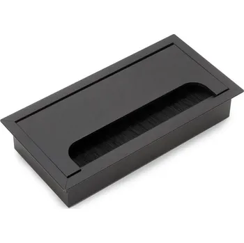 Nábytkové kování Hliníková obdélníková průchodka 159x80mm – černá (5 ks)