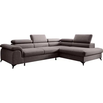 Sedací souprava Rozkládací sedací souprava, sivohnědá, pravá, PONY ROH