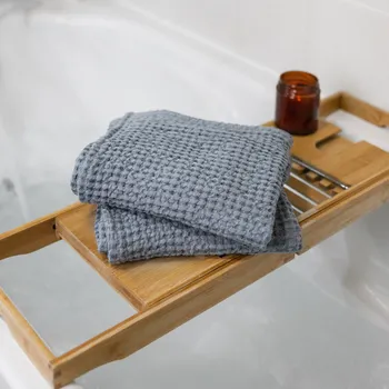 Ručník TULULUM Vaflový ručník šedomodrý 100 x 50 cm