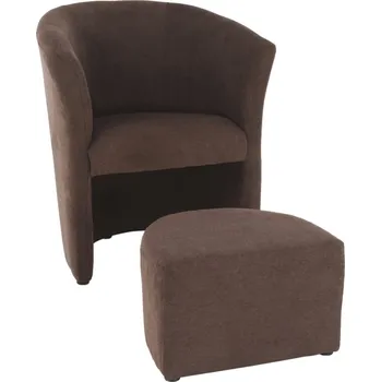 Křeslo Klubové křeslo BENEDA s taburetem, hnědá + vyzvednutí ZDARMA