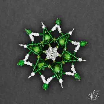 Vánoční ozdoba Vánoční korálková hvězda 0326 - 3D (PEVNÁ A NEREZ) Christmas bead ornament (Vánoční hvězda z korálků - Korálková hvězdička a vločka - Hvězdy a hvězdičky z korálků - Christmas bead star)