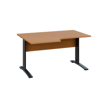 Psací stůl ORK 28 - 146 stůl kancelářský, rohový, levý, kovová podnož černá, deska 25 mm, široký 1400 mm, buk royal