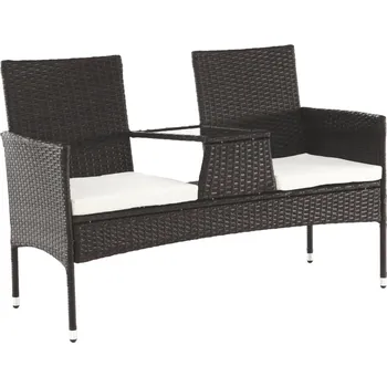 Jídelní set MONTEK, 2-sed se stolkem a polštáři, hnědá/krémová + vyzvednutí ZDARMA