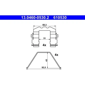 Brzdový komplet ATE Sada příslušenství, obložení kotoučové brzdy 13.0460-0530.2