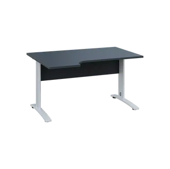 Psací stůl ORK 28 - 144 stůl kancelářský, rohový, levý, kovová podnož bílá, deska 25 mm, široký 1400 mm, antracit