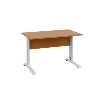 Psací stůl OPK 27 - 14 stůl kancelářský, kovová podnož bílá, deska 25 mm, široký 1400 mm, buk royal