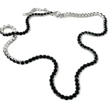 Náhrdelník Tenisový náhrdelník s drahokamy Jet (černý jantar) Délka 45 cm + 5 cm