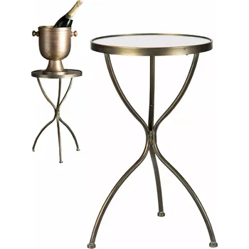 Konferenční stolek ODKLÁDACÍ STOLEK KÁVOVÝ BOČNÍ VYSOKÝ 50 cm skládací trojnožka loft zrcadlová deska zlatý