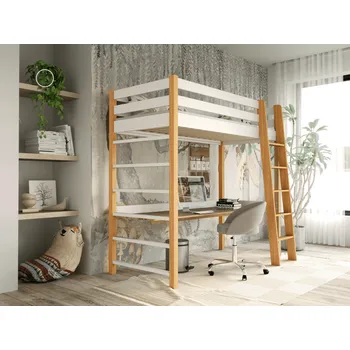 Ložnice Dolmar Vyvýšená postel NENIO | bílá/dub 80 x 190 cm