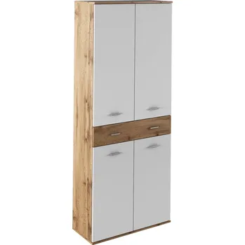 Šatní skříň Skříň LYRIK 4D1S, dub wotan/bílá + PROVĚŘENO zákazníky + vyzvednutí ZDARMA