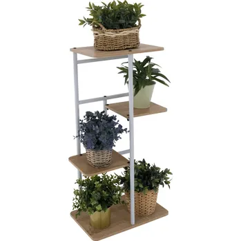 Stojan na květiny Stojan na květiny PEPEROMIA 1, bílá/dub sonoma + vyzvednutí ZDARMA