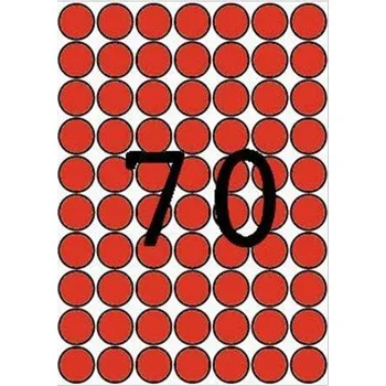 Speciální papír Etikety, kruhové, červená, průměr 19mm, 560 ks/bal., A5, APLI ,balení 8 ks Apli