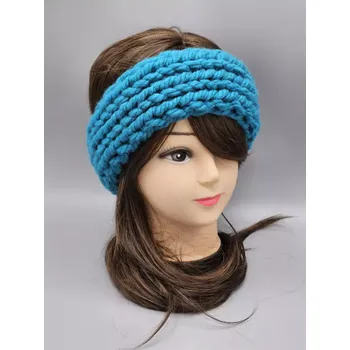 Čelenka Ručně pletená čelenka tyrkysová hladká (54 - 58 cm)