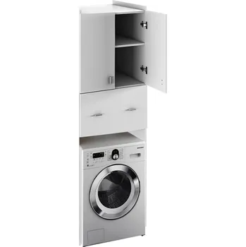 Koupelnový nábytek RILEY hluboká skříňka nad pračku, bílá + vyzvednutí ZDARMA