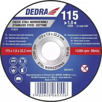 Řezný kotouč 125x1,0x22,2 kotouč na řezání nerezové oceli Inox DEDRA F13321