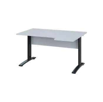 Psací stůl ORK 28 - 144 stůl kancelářský, rohový, pravý, kovová podnož černá, deska 25 mm, široký 1400 mm, bílá
