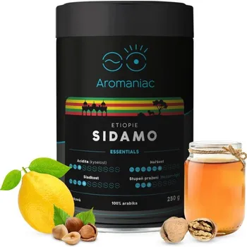 Káva Aromaniac Etiopie Sidamo - zrnková, dóza, 250 g