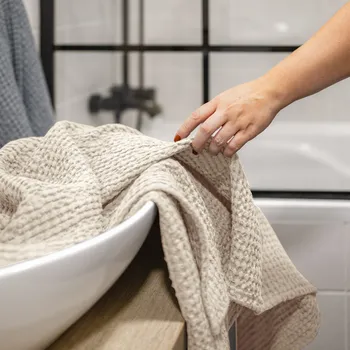 Ručník TULULUM Vaflový ručník přírodní 100 x 50 cm