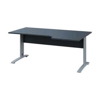 Psací stůl ORK 28 - 186 stůl kancelářský, rohový, pravý, kovová podnož stříbrná, deska 25 mm, široký 1800 mm, antracit