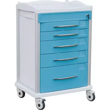 OVM - 06, vozík zdravotnický, 5-zásuvkový, tyrkysová