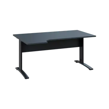 Psací stůl ORK 28 - 164 stůl kancelářský, rohový, levý, kovová podnož černá, deska 25 mm, široký 1600 mm, antracit