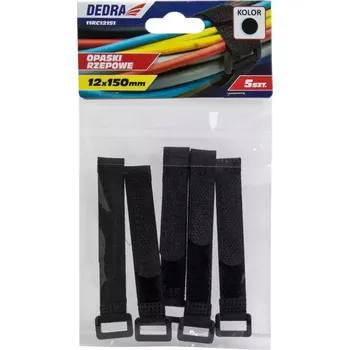 Stahovací páska Pásky na suchý zip 12x150mm, černé 5 ks DEDRA 11RC12151