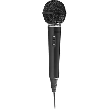 Mikrofon NEDIS kabelový mikrofon/ Kardioid/ pevný kabel 5m/ 80 Hz - 12 kHz/ 600 Ohm/ -75 dB/ jack 6.35 mm/ vypínač/ ABS/ černý MPWD01BK